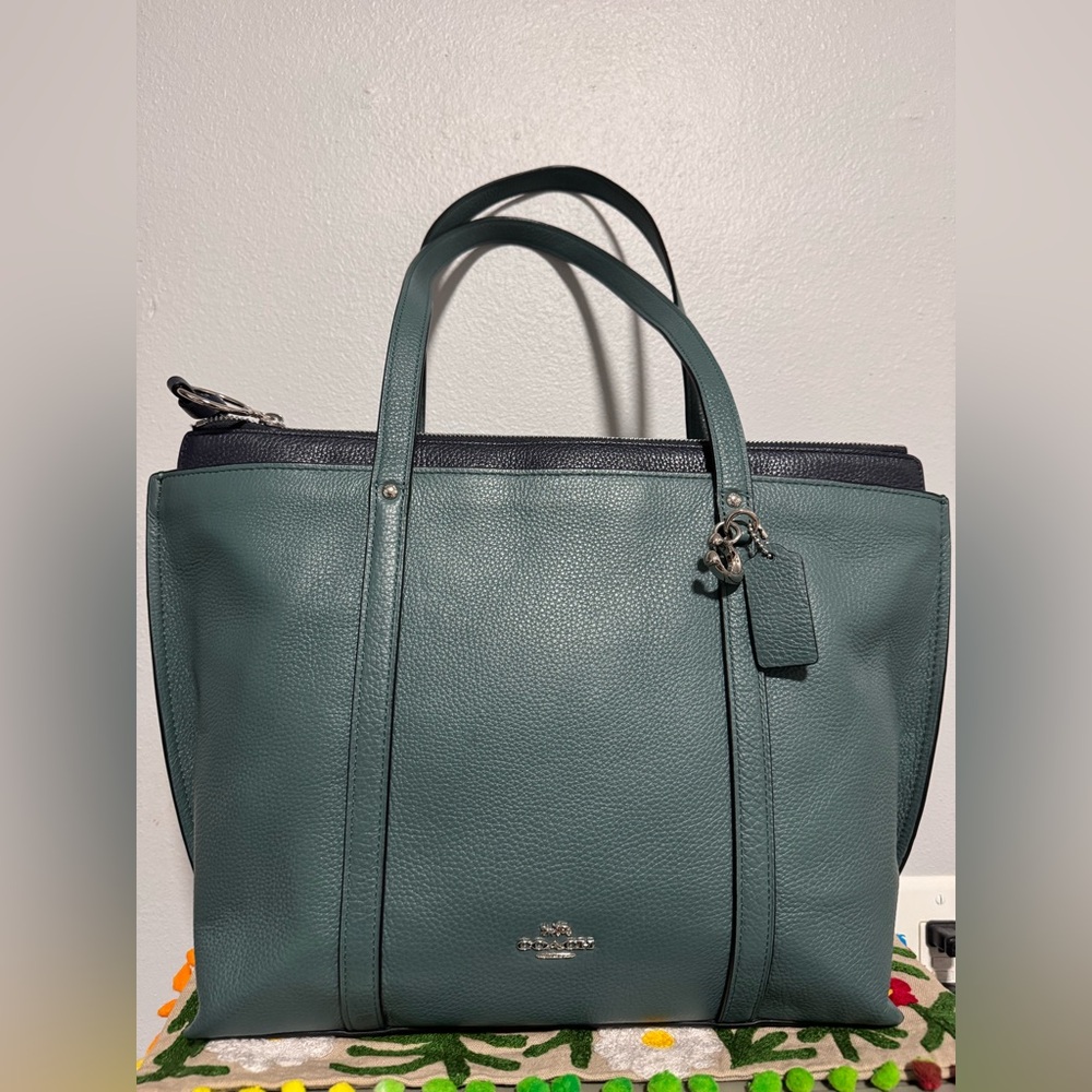Coach Green Leather shoulder Tote Bag May - Picture 4 of 12